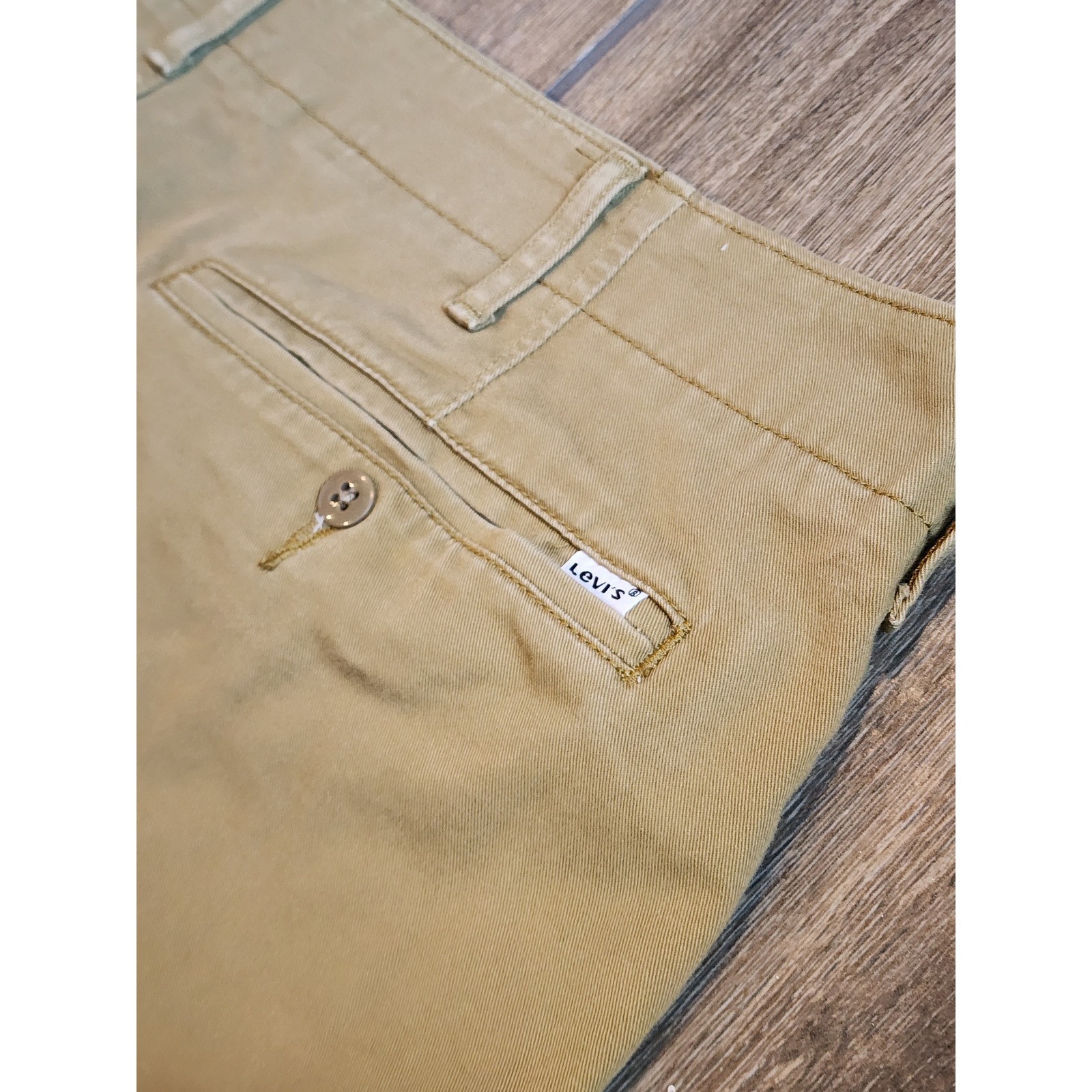 Levis Mens Khaki Chino Pants Straight Leg Stretch Cotton Tan Chinos 38x30